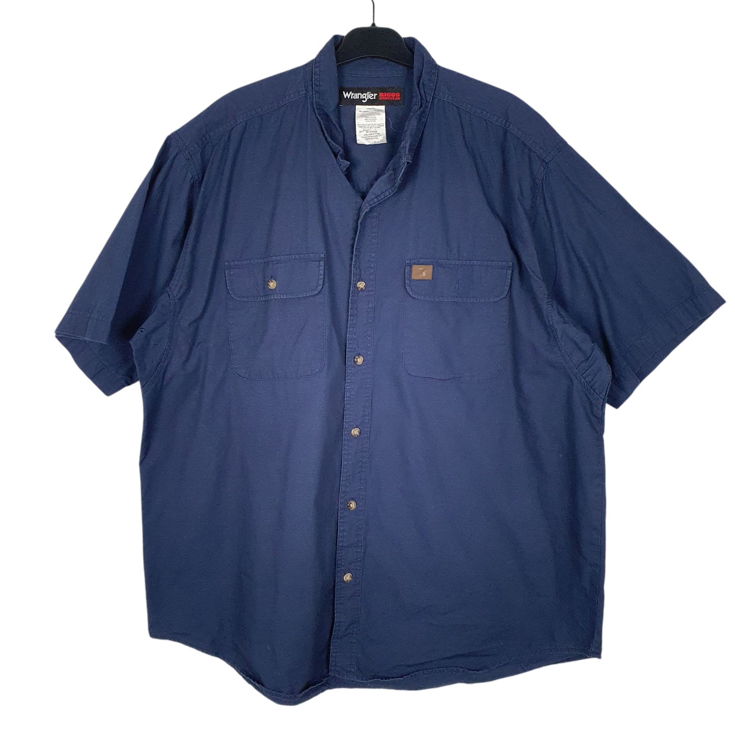 Mens Navy Wrangler Riggs Workwear Short Sleeve Shirt