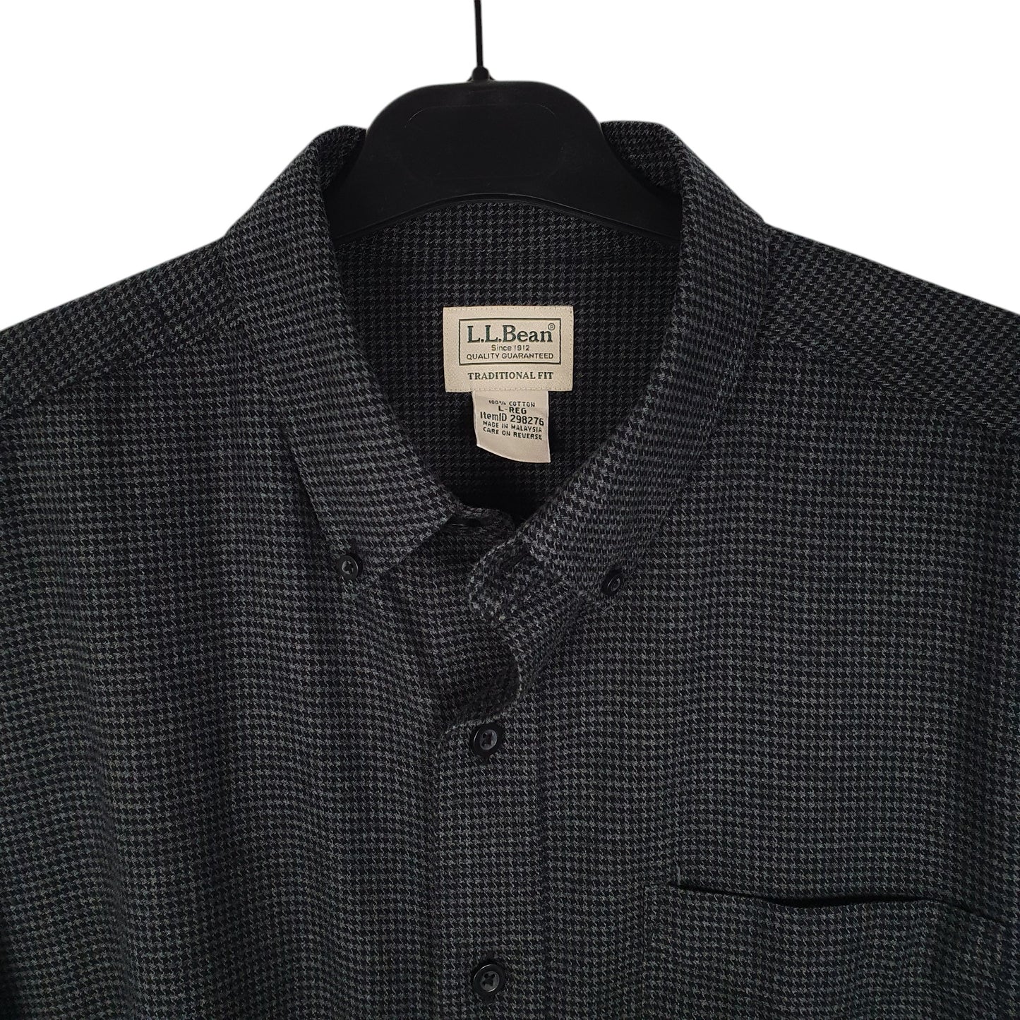 Mens Grey L.L.Bean Houndstooth Thick  Shirt