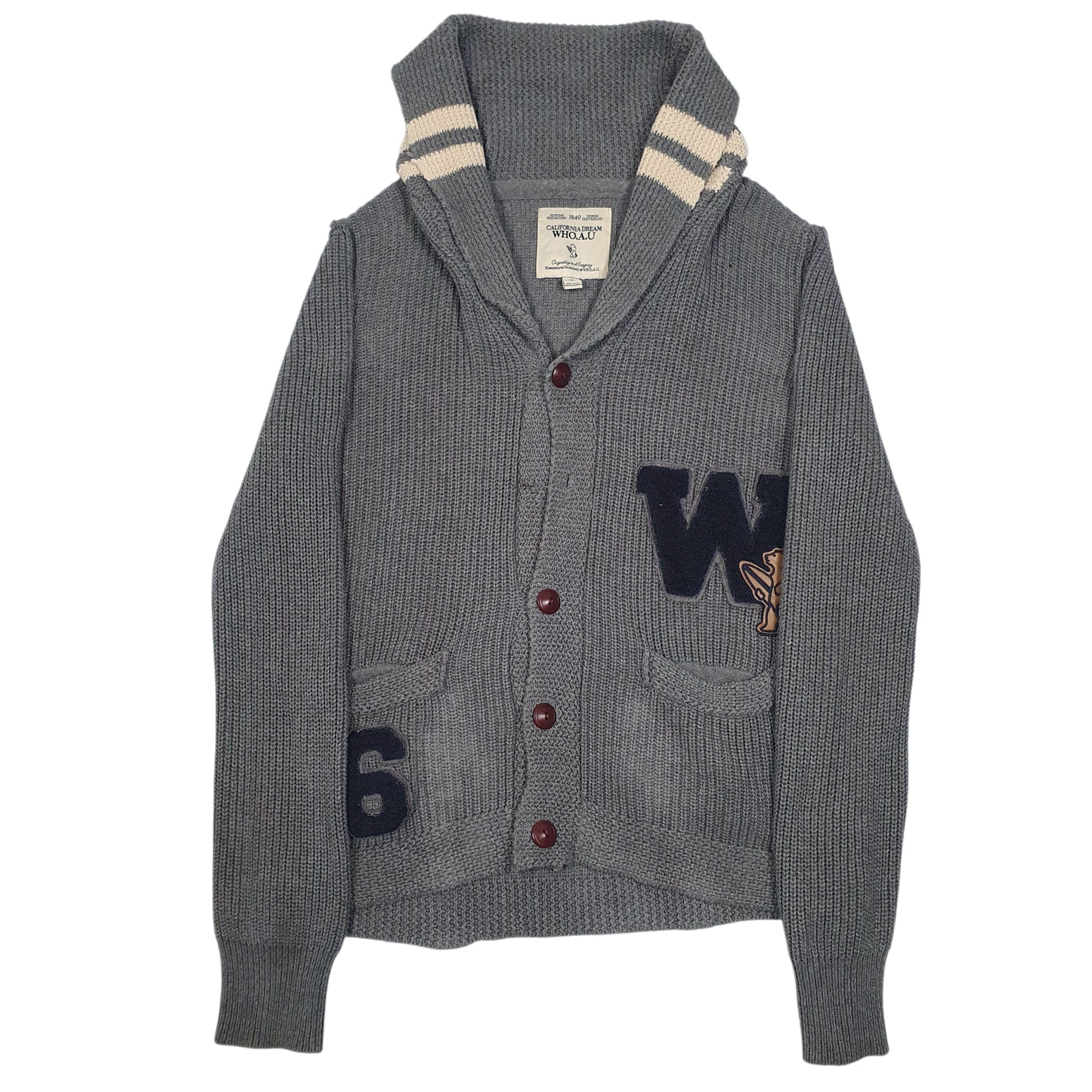 Mens Grey WHO.A.U Knitwear Cardigan Jumper