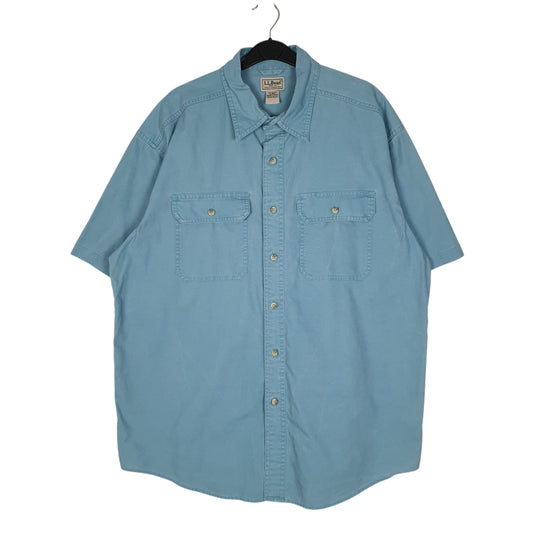 Mens Blue L.L.Bean Sunwashed Canvas Short Sleeve Shirt