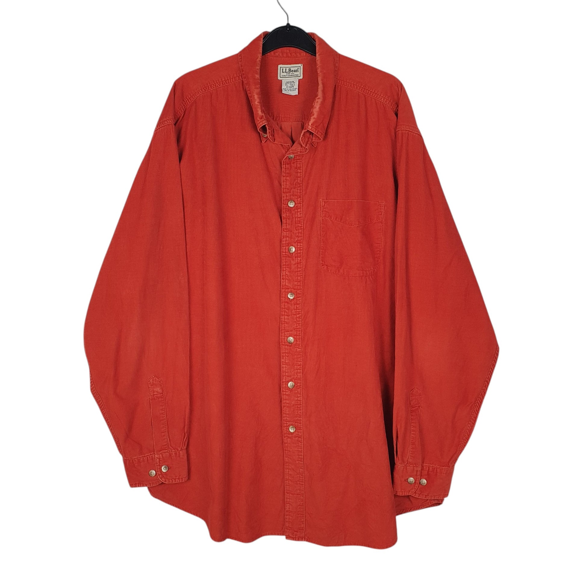 Mens Orange L.L.Bean Corduroy Long Sleeve Shirt