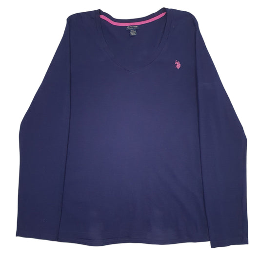Womens Navy US Polo Assn  V Neck Jumper