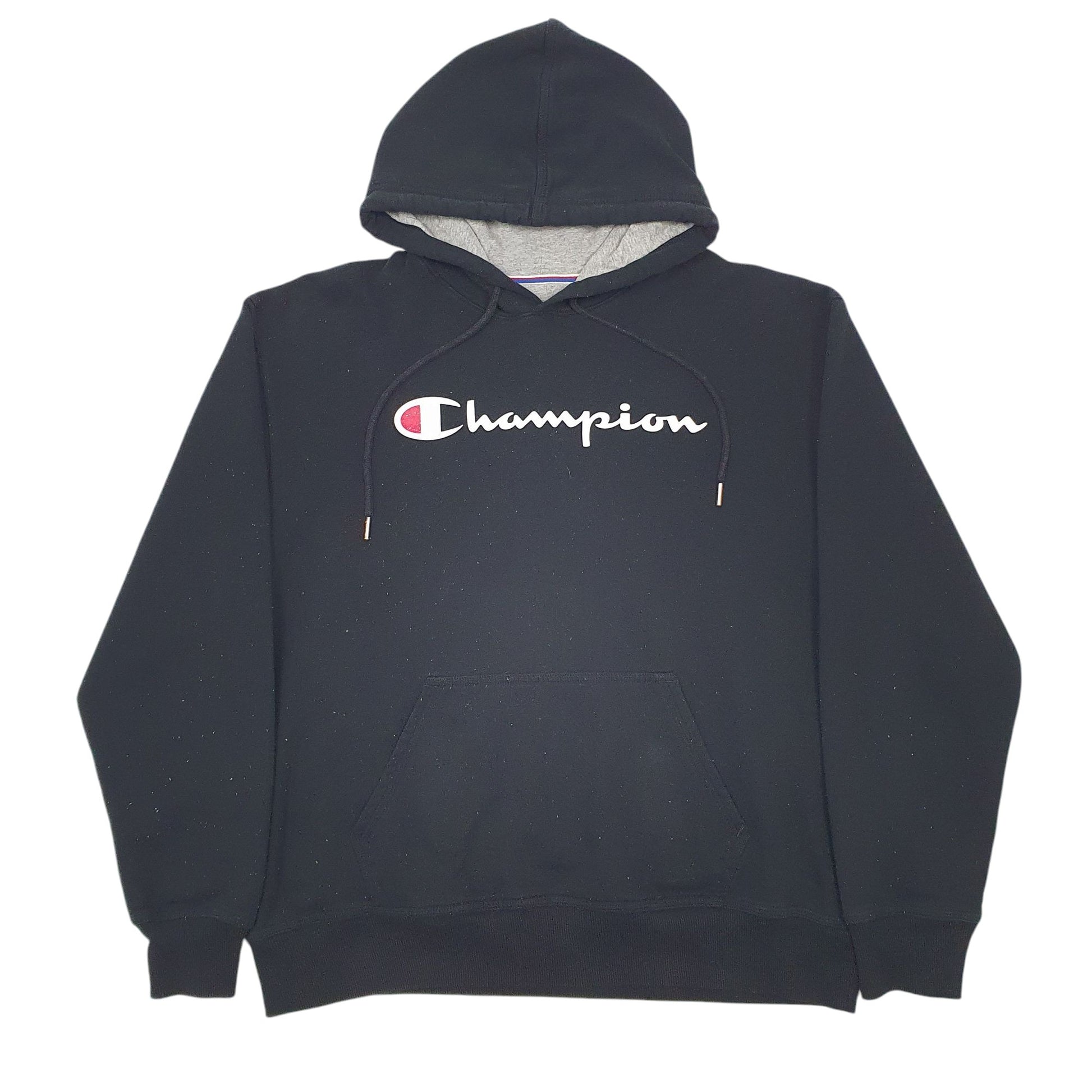Mens Black Champion Spellout Hoodie Jumper