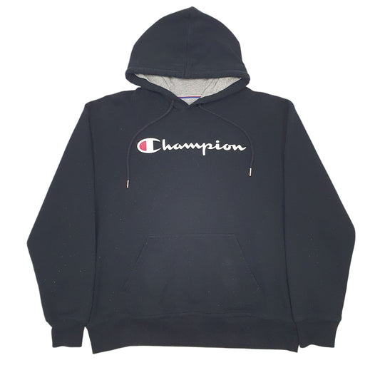 Mens Black Champion Spellout Hoodie Jumper