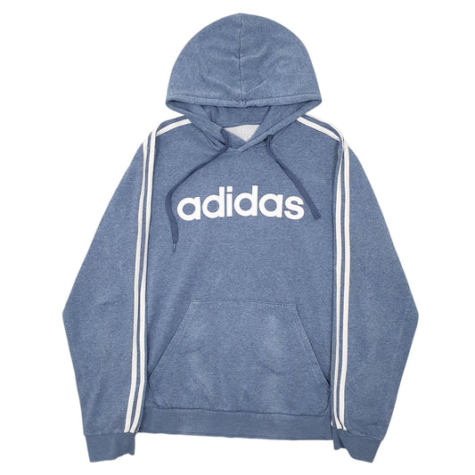 Mens Blue Adidas Spellout Hoodie Jumper
