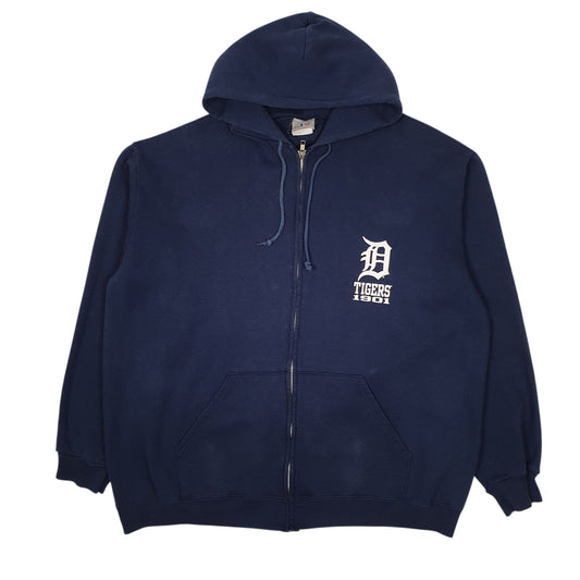 Mens Navy MLB Detroit Tigers Baseball Hoodie Full Zip Jumper