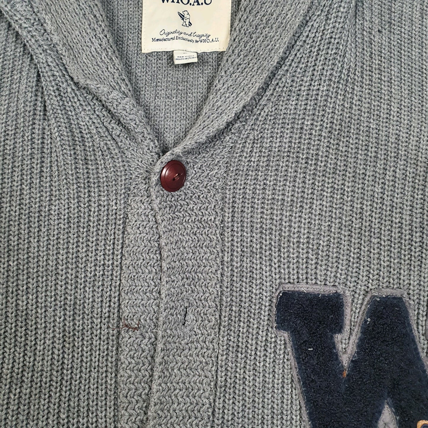 Mens Grey WHO.A.U Knitwear Cardigan Jumper