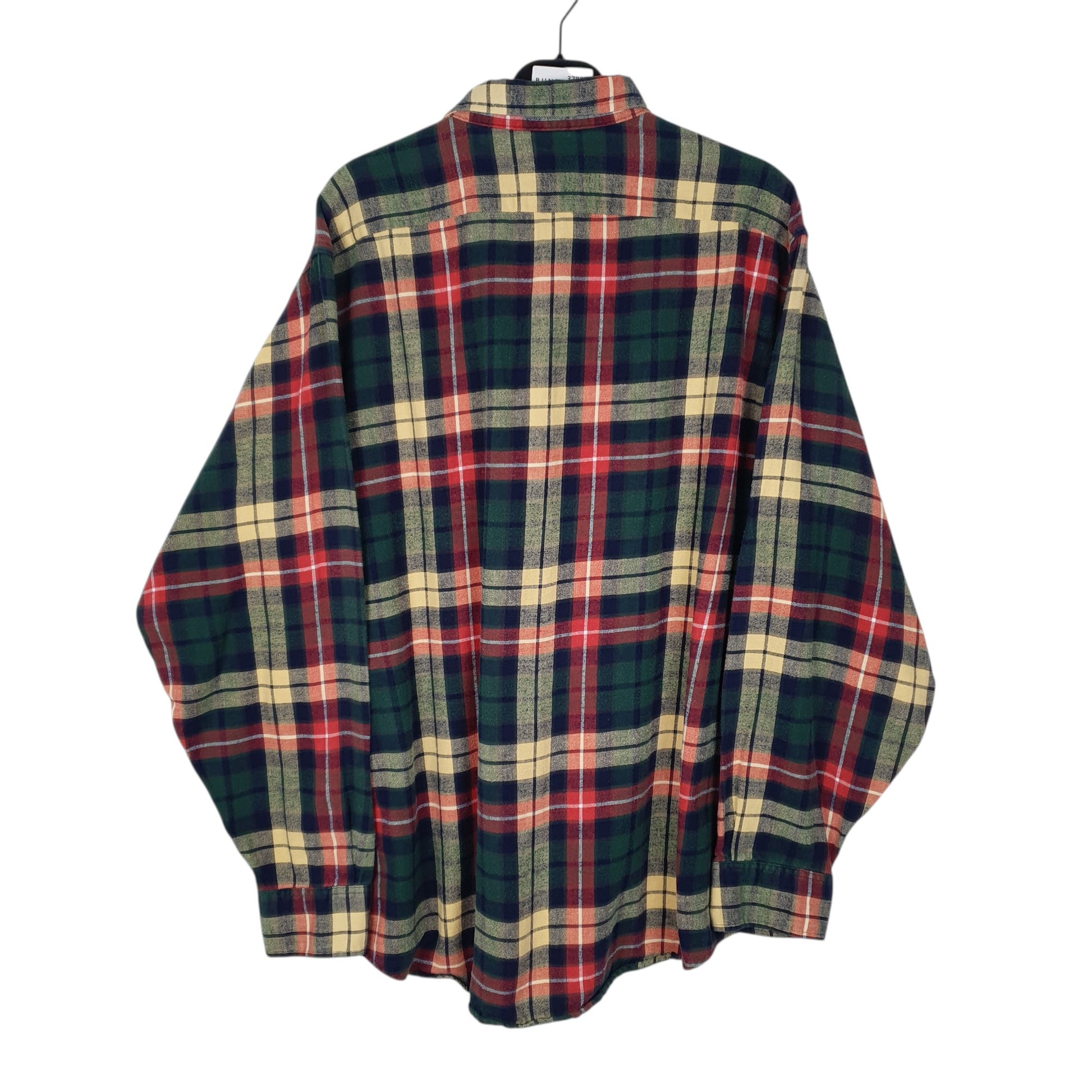 Mens Green L.L.Bean Vintage 1980s Thick Flannel Plaid  Shirt