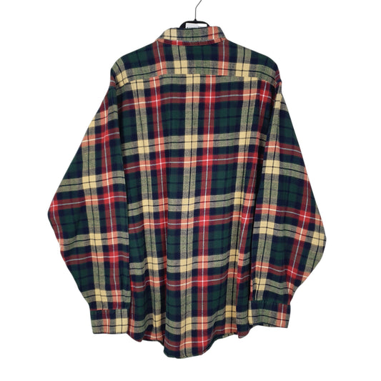 Mens Green L.L.Bean Vintage 1980s Thick Flannel Plaid  Shirt