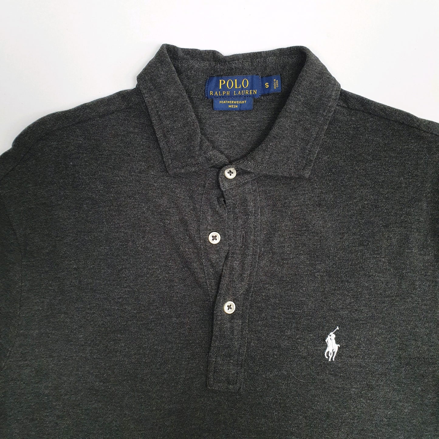 Mens Grey Polo Ralph Lauren Featherweight Mesh  Polo Shirt