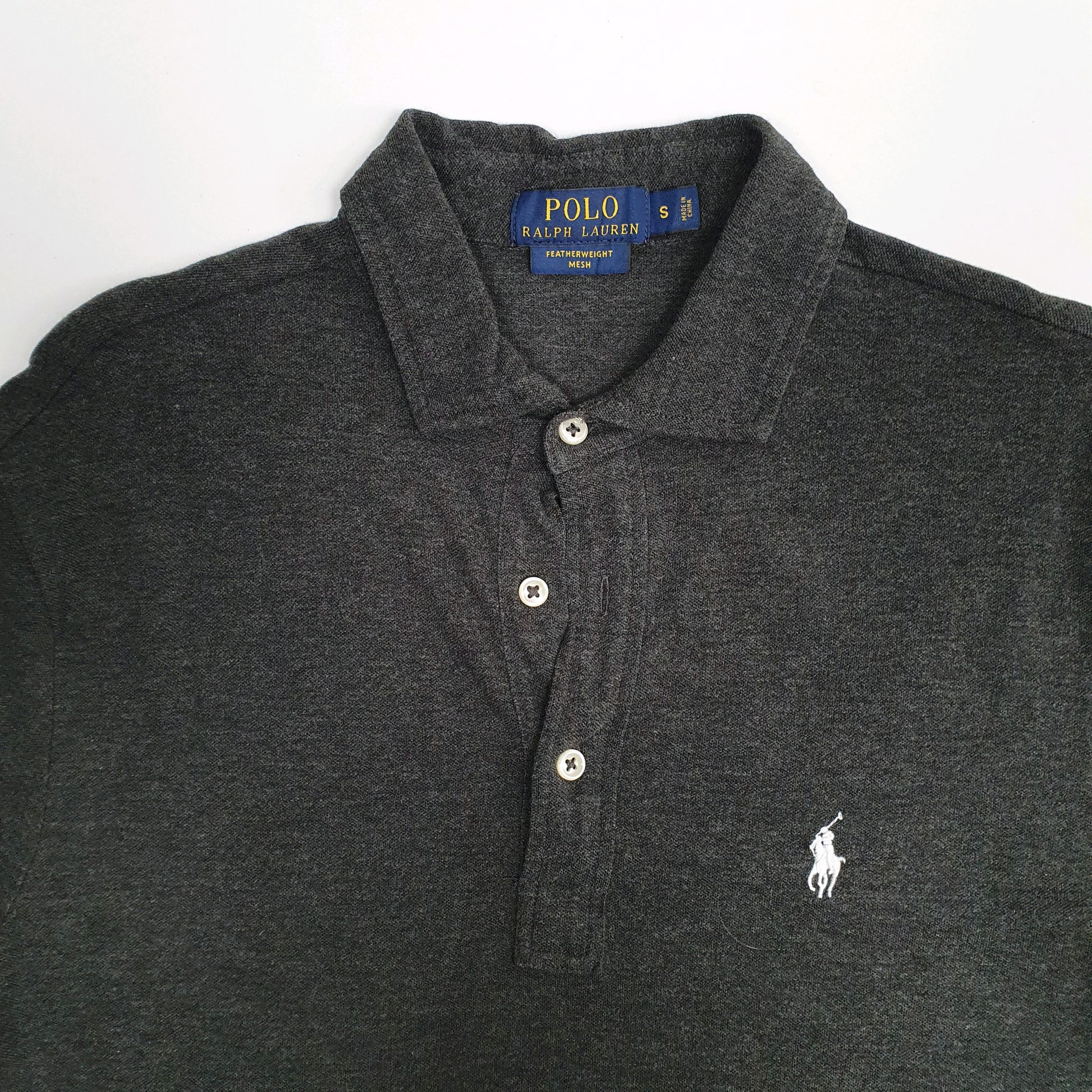 Mens Grey Polo Ralph Lauren Featherweight Mesh  Polo Shirt