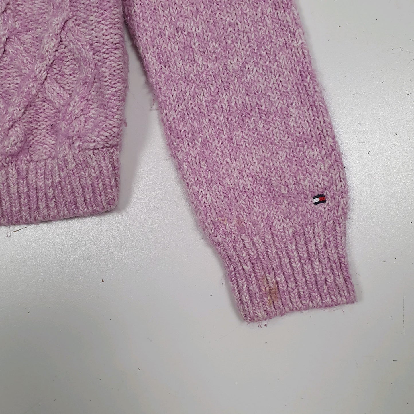 Womens Pink Tommy Hilfiger Cable Knit Crewneck Jumper
