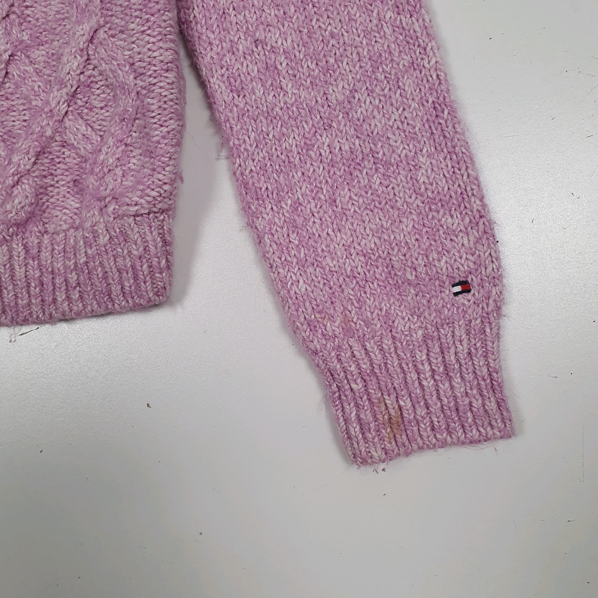 Womens Pink Tommy Hilfiger Cable Knit Crewneck Jumper