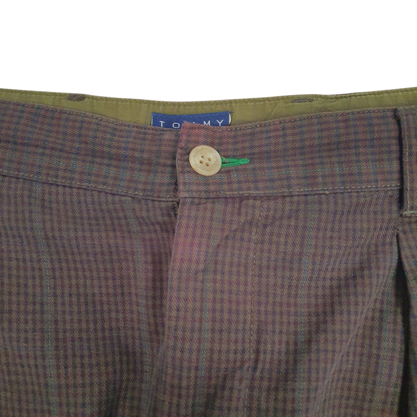 Mens Brown Tommy Hilfiger Vintage 90s Pleated Houndstooth  Trousers