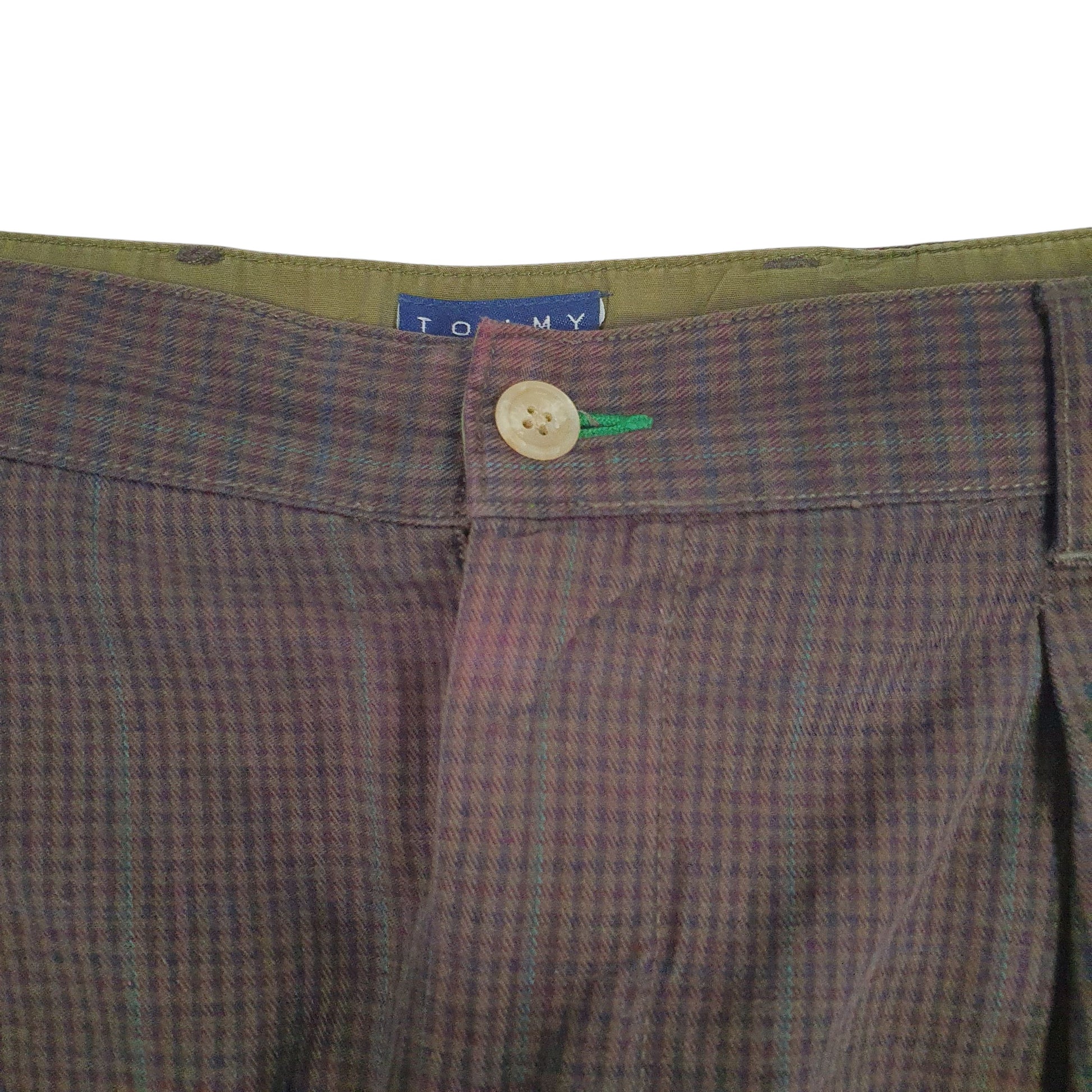 Mens Brown Tommy Hilfiger Vintage 90s Pleated Houndstooth  Trousers