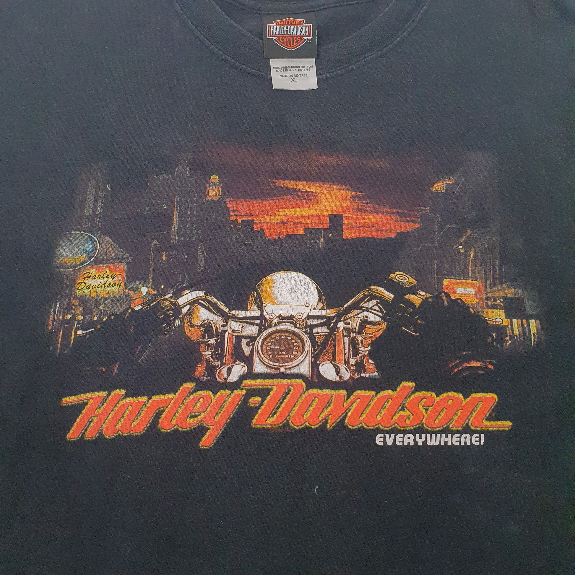 Mens Black Harley Davidson Vintage 90s Made In USA Spellout  T Shirt