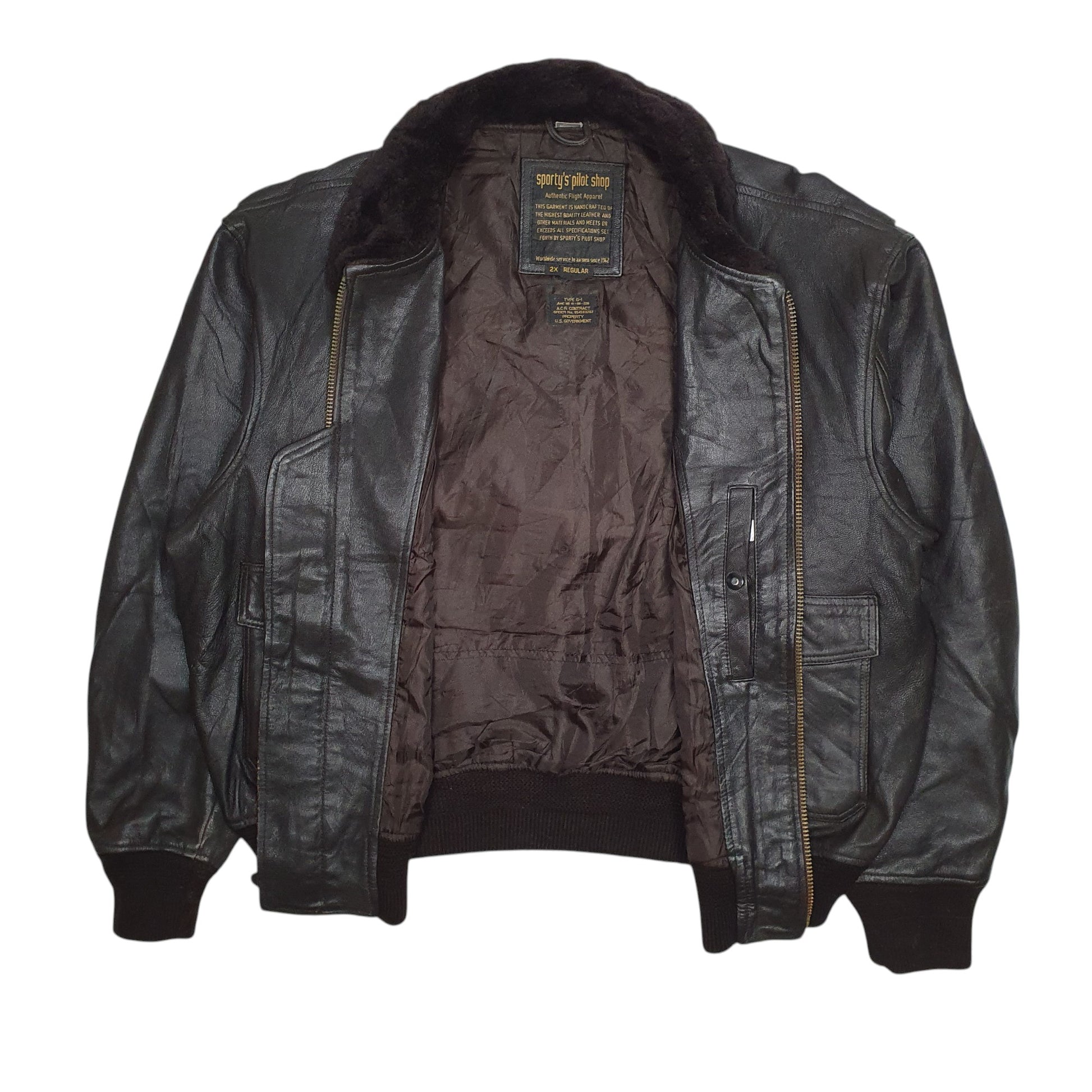 Mens Black Sportys Pilot Shop Type G-1 Flight Bomber  Coat