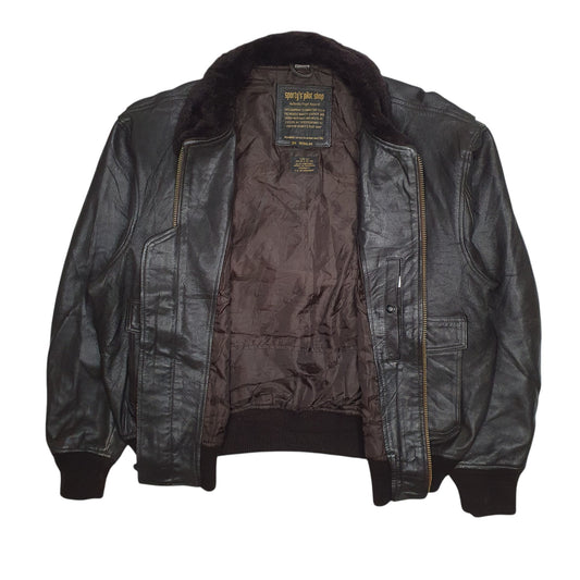 Mens Black Sportys Pilot Shop Type G-1 Flight Bomber  Coat