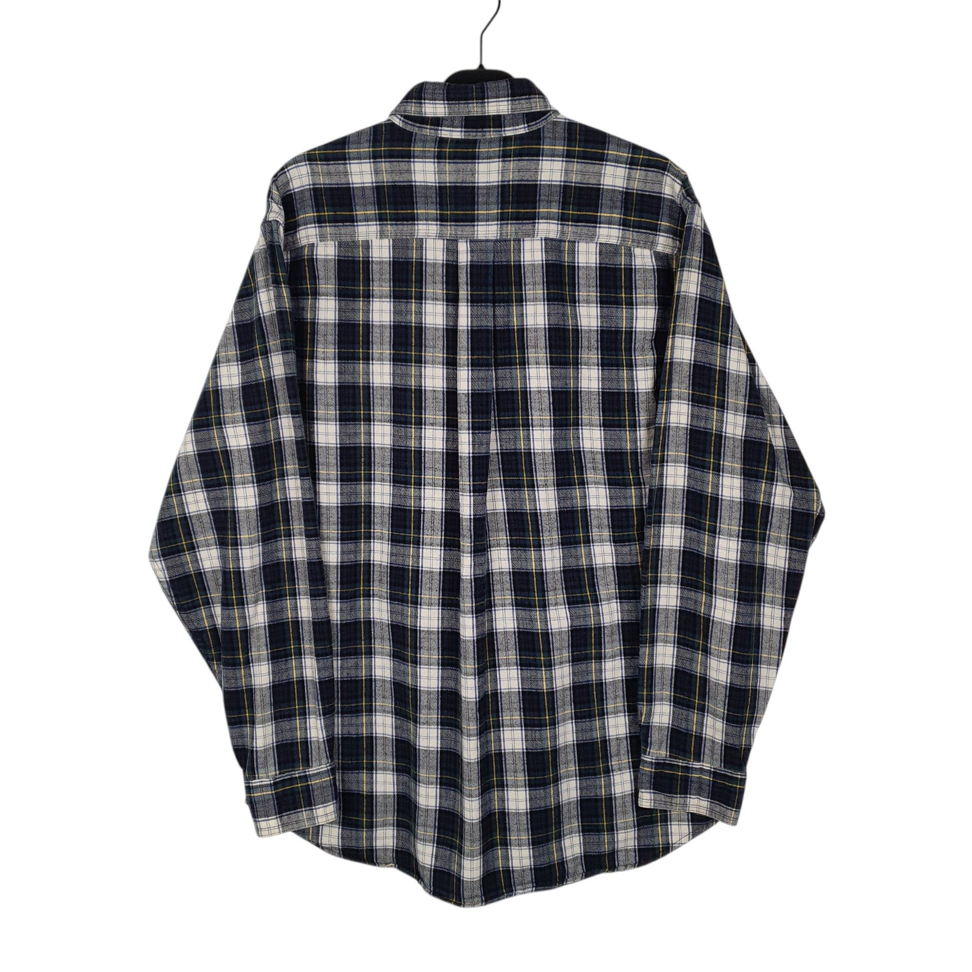 Mens Navy L.L.Bean Thick Flannel Plaid  Shirt