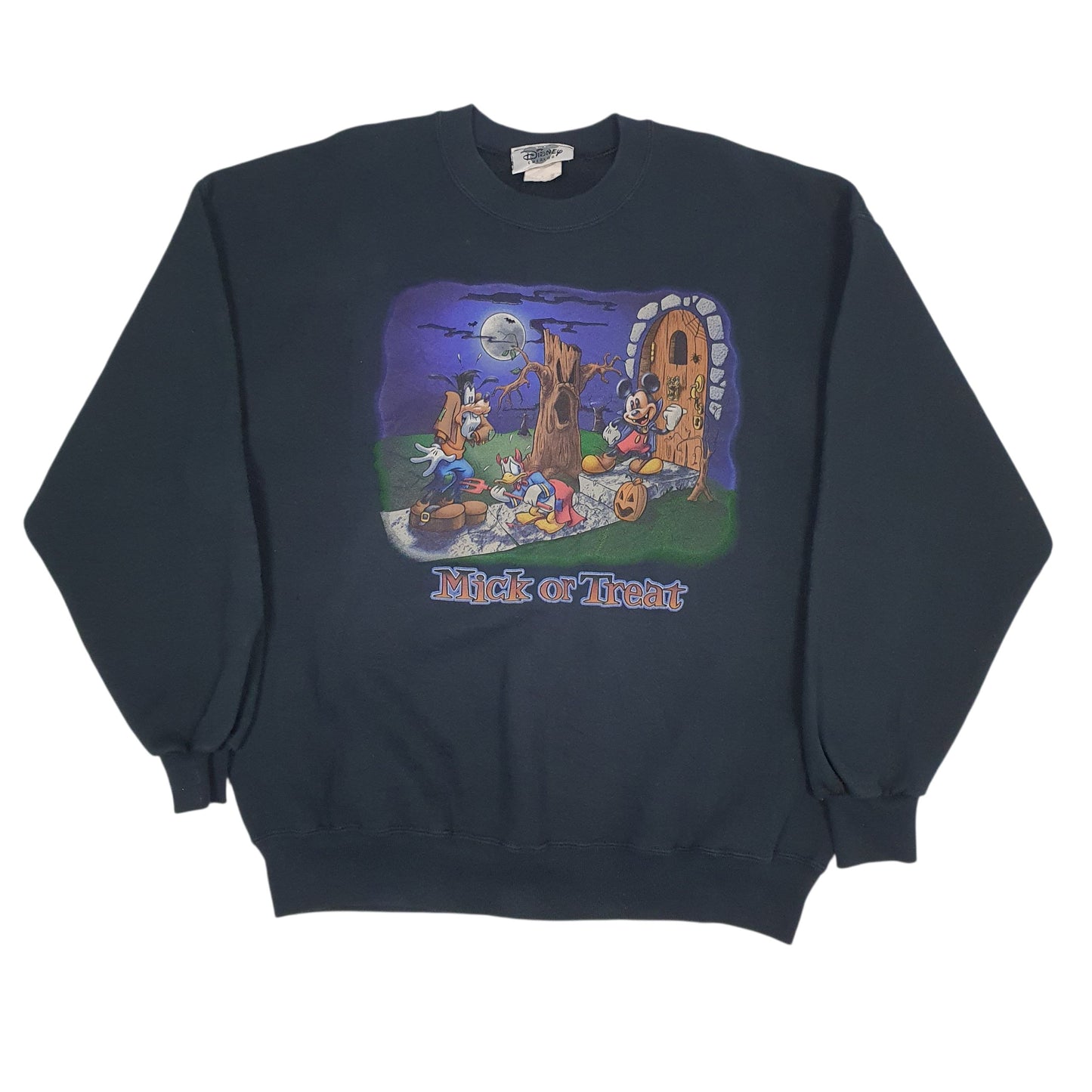 Mens Black Disney Vintage 90s Halloween Crewneck Jumper