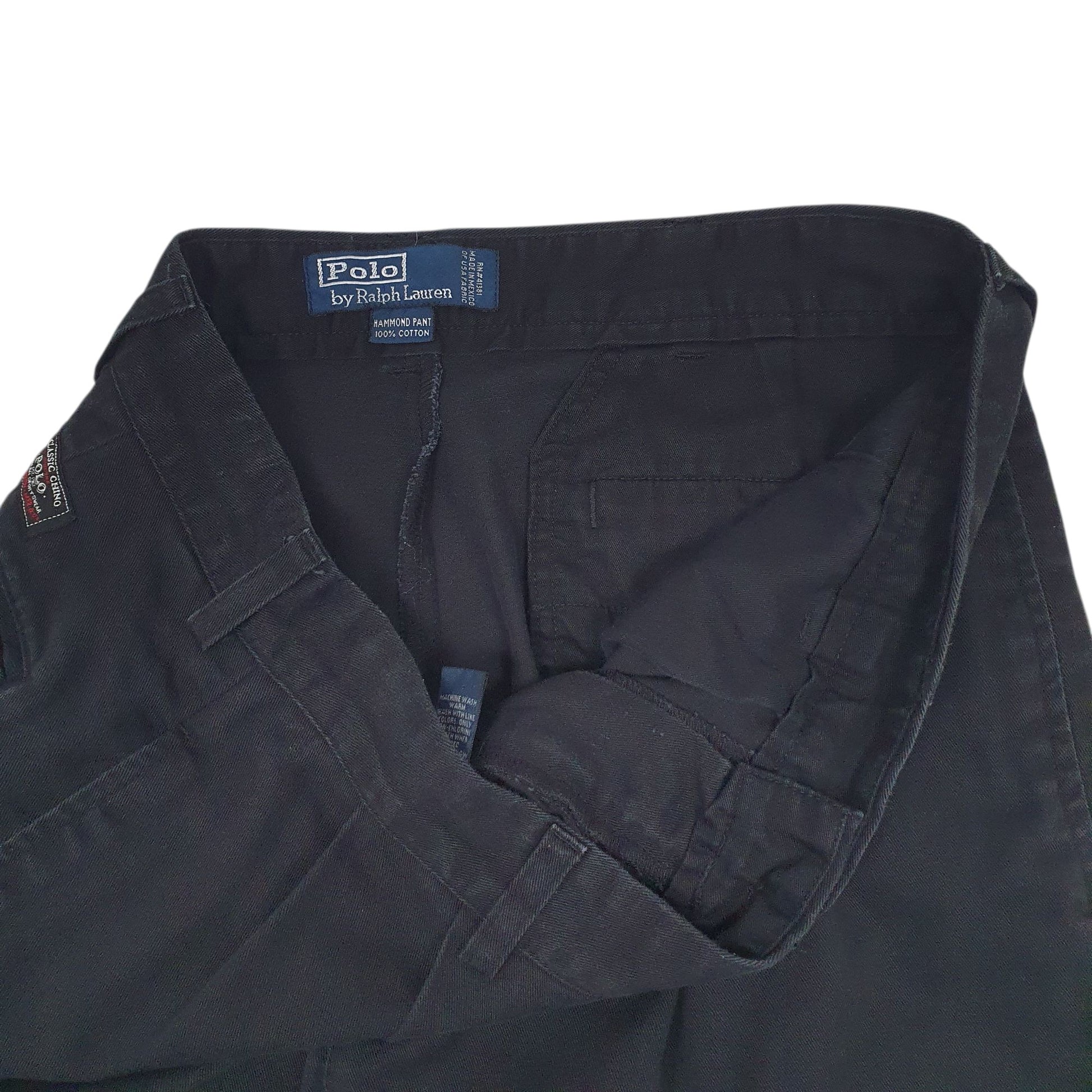 Mens Black Polo Ralph Lauren Hammond Pant Pleated 90s  Trousers