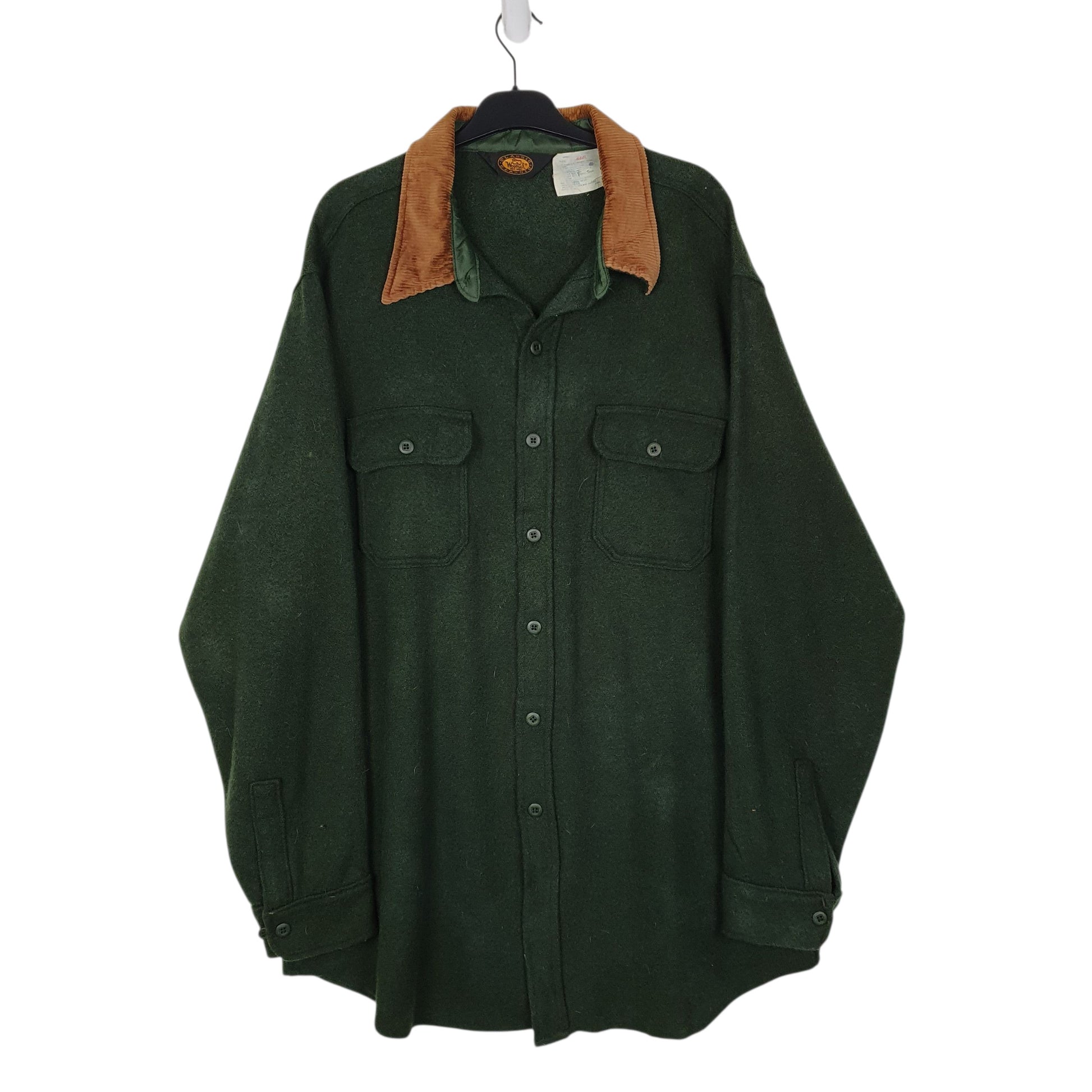 Mens Green Woolrich Vintage 1980s Thick Shacket Jacket Long Sleeve Shirt