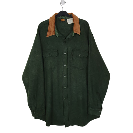Mens Green Woolrich Vintage 1980s Thick Shacket Jacket Long Sleeve Shirt