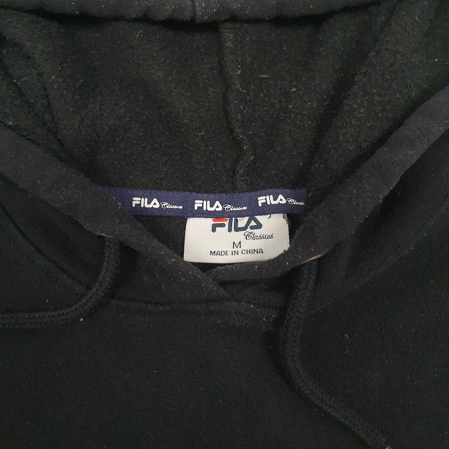 Mens Black Fila Spellout Hoodie Jumper