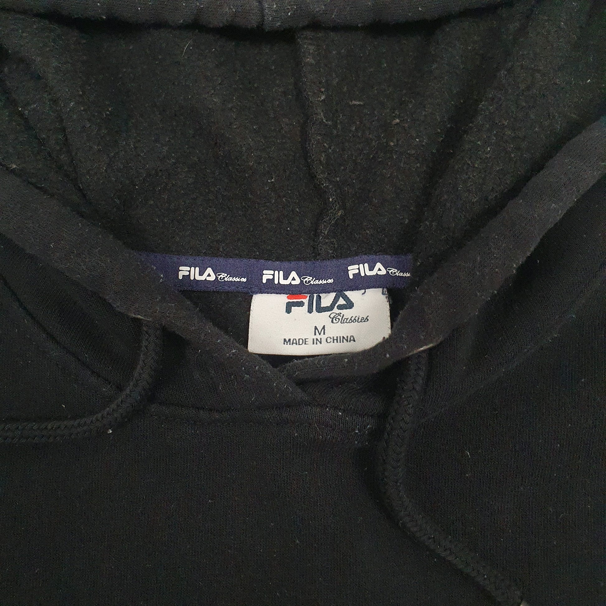 Mens Black Fila Spellout Hoodie Jumper