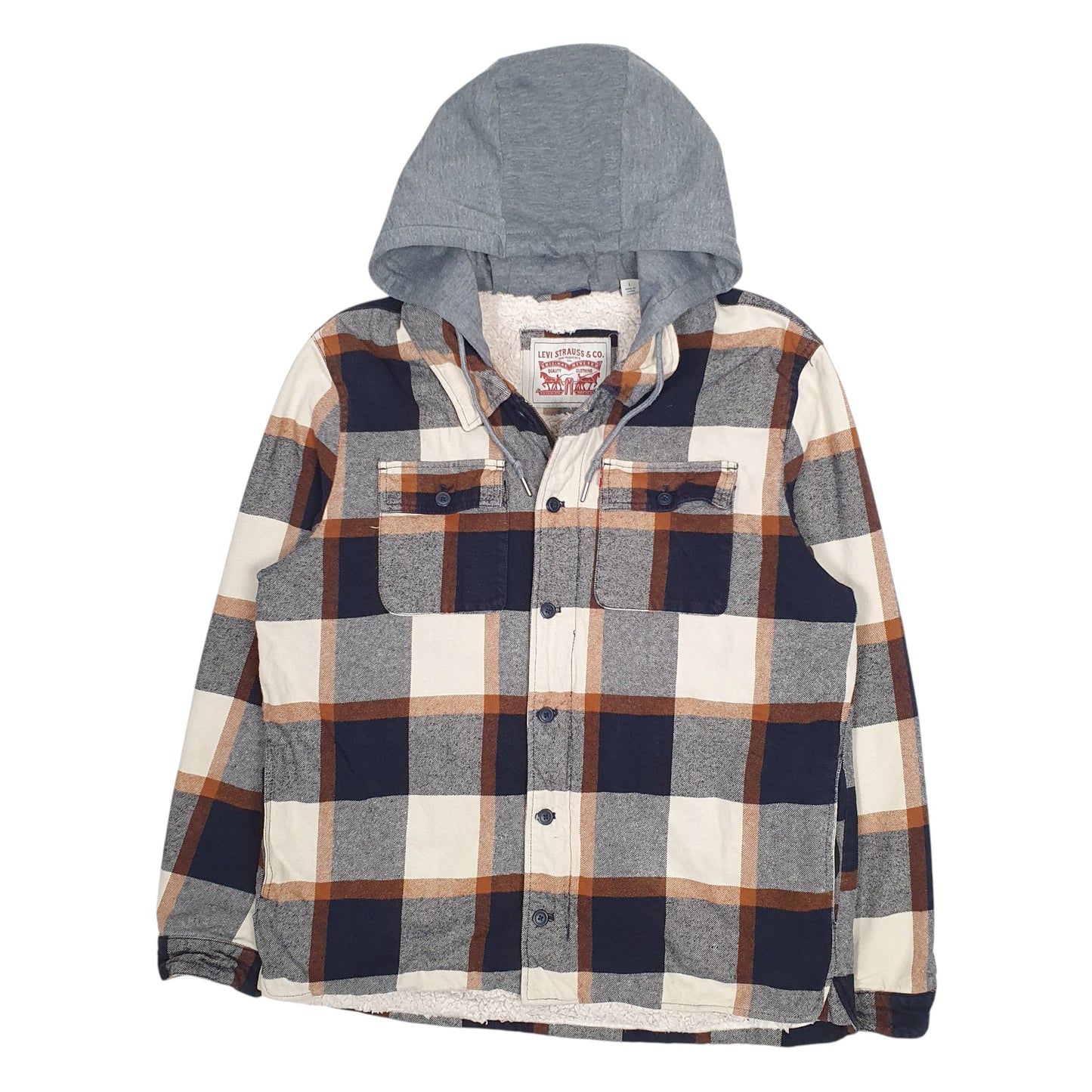 Mens Cream Levis Overshirt Sherpa Lined Hoodie  Coat