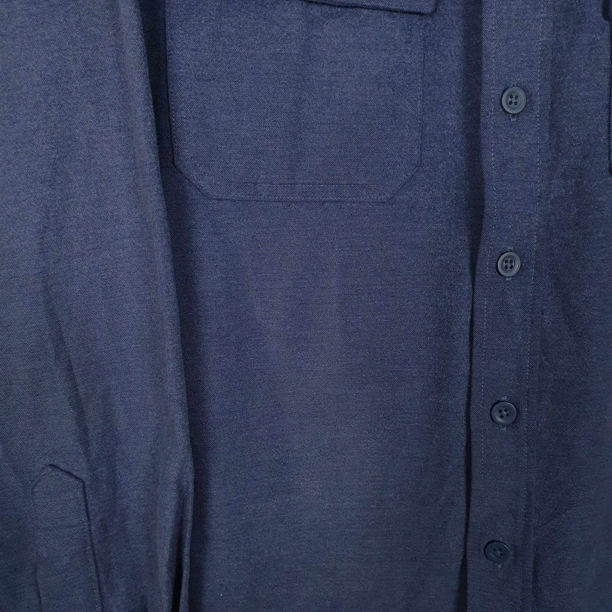 Mens Blue L.L.Bean Thick Chamois Flannel  Shirt