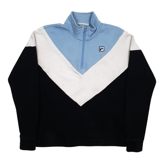 Mens Black Fila  Quarter Zip Jumper