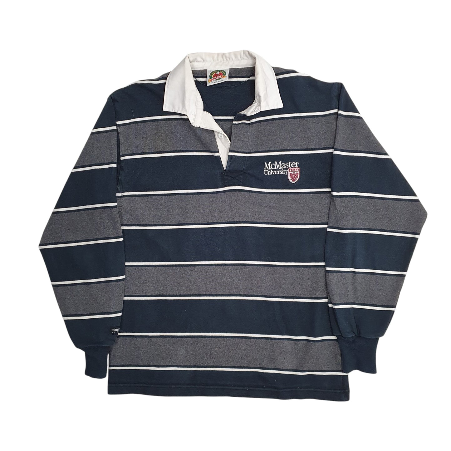 Mens Grey Barbarian Rugby Long Sleeve Polo Shirt