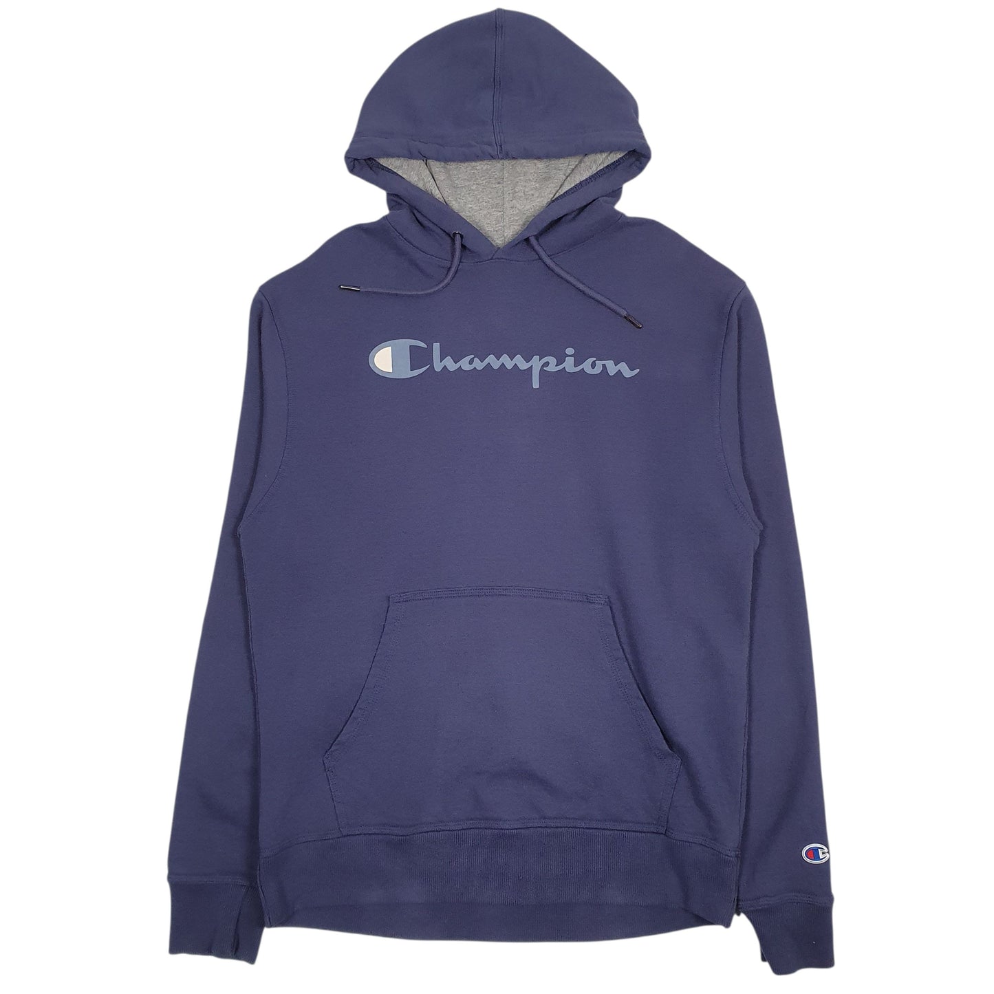 Mens Blue Champion Spellout Hoodie Jumper