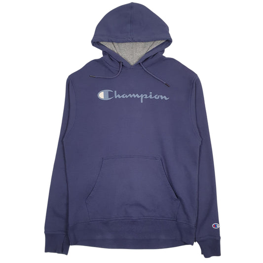 Mens Blue Champion Spellout Hoodie Jumper