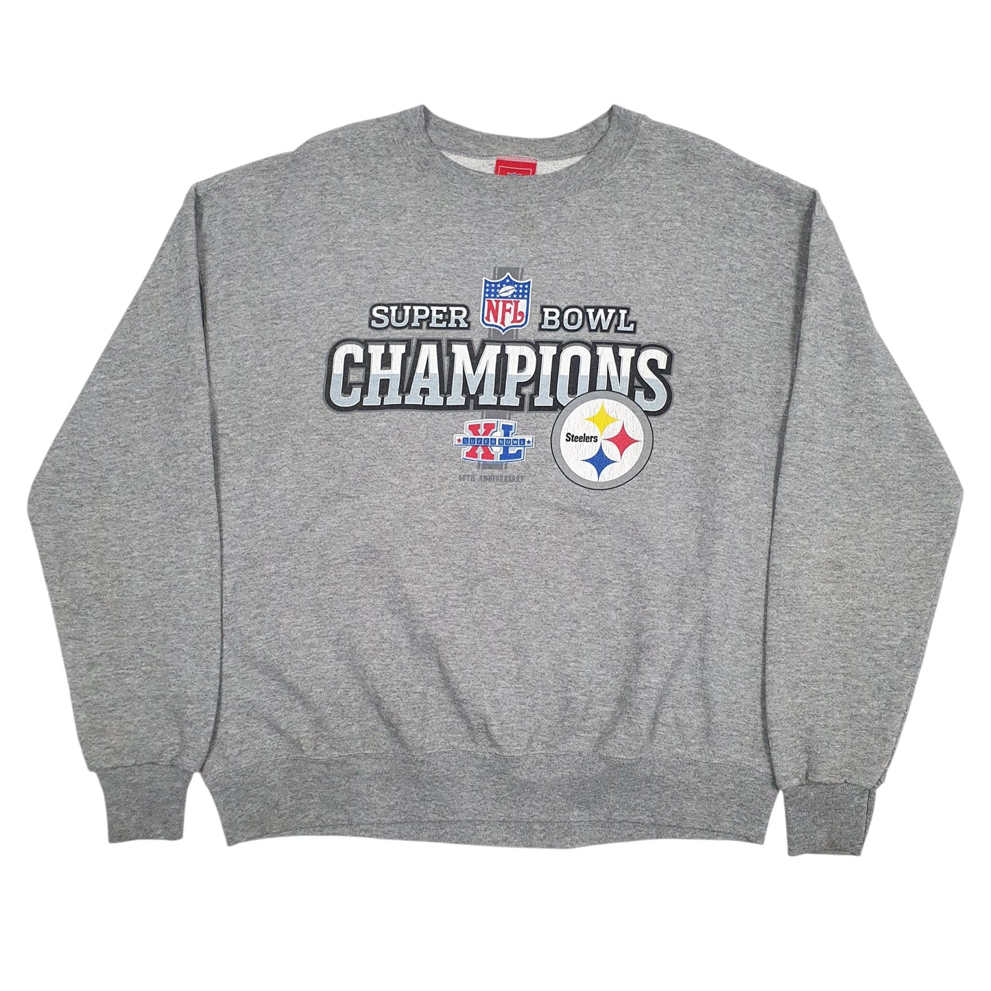 Mens Grey NFL Super Bowl Steelers Crewneck Jumper
