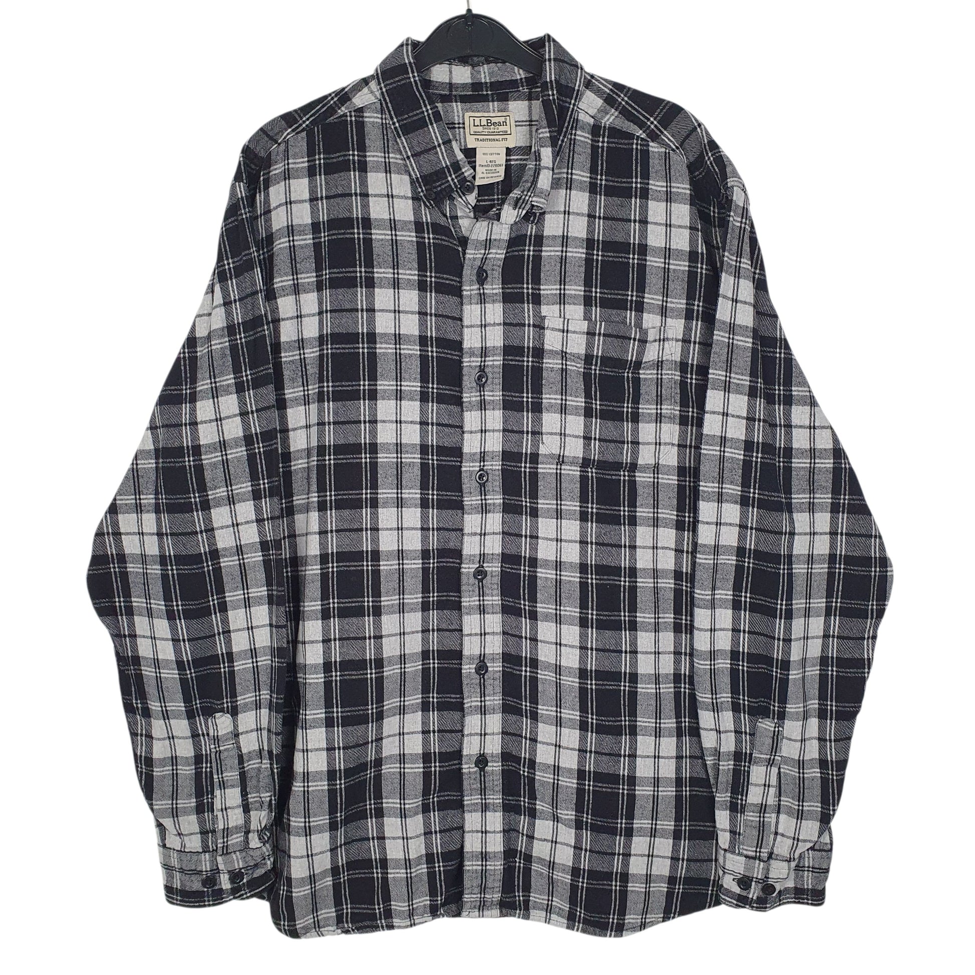 Mens Grey L.L.Bean Flannel Long Sleeve Shirt