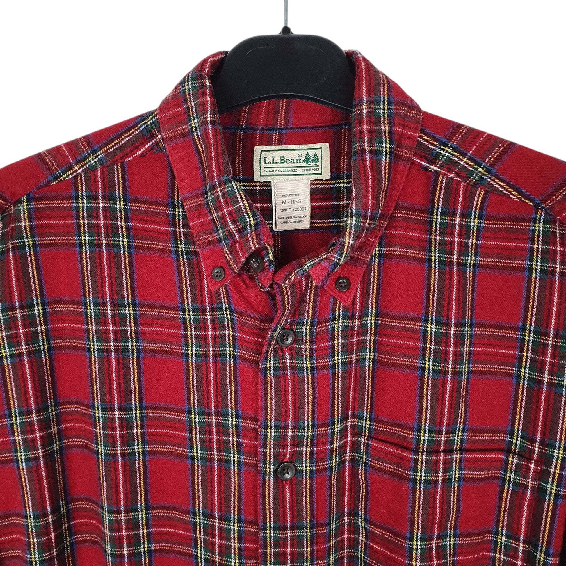 Mens Red L.L.Bean Thick Plannel Plaid  Shirt