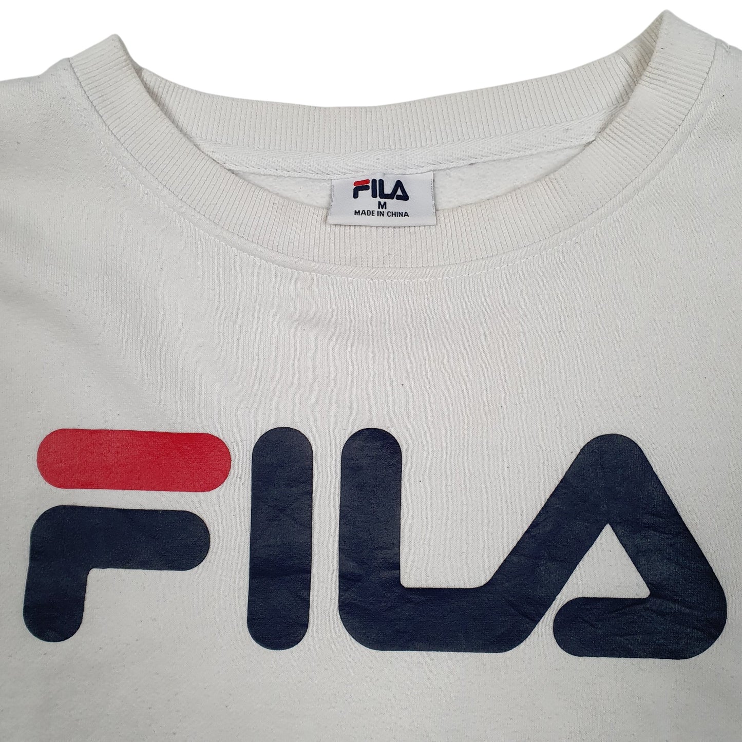 Mens White Fila  Crewneck Jumper