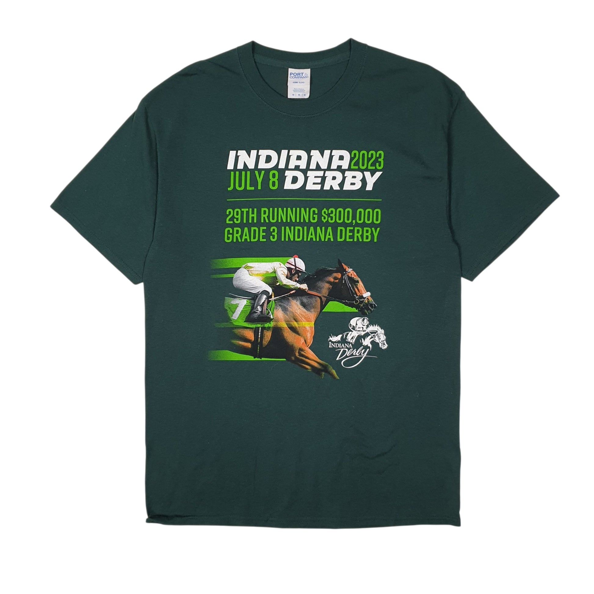 Mens Green Port & Company Indiana Derby 2023 Short Sleeve T Shirt