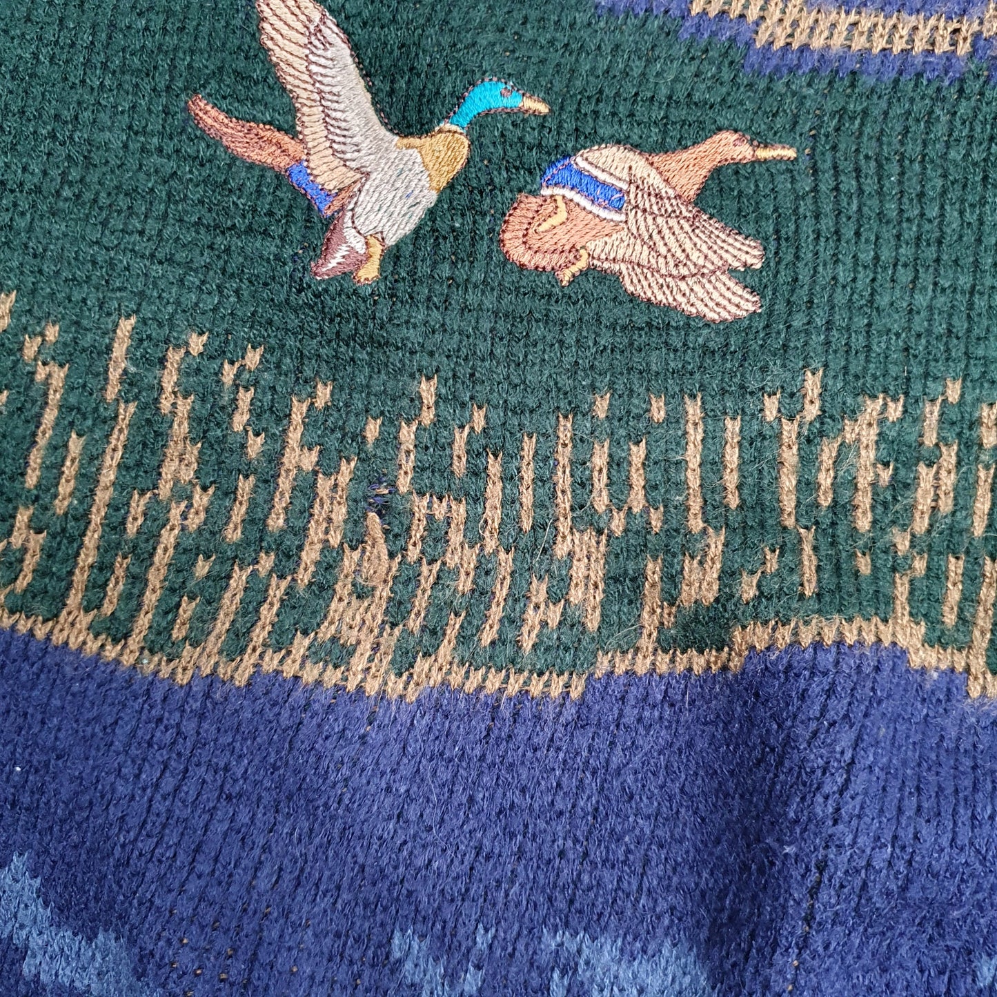 Mens Green Oscar De La Renta Vintage 90s Ducks Crewneck Jumper