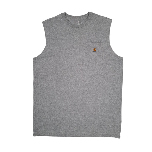 Mens Grey Carhartt Sleeveless Vest Short Sleeve T Shirt