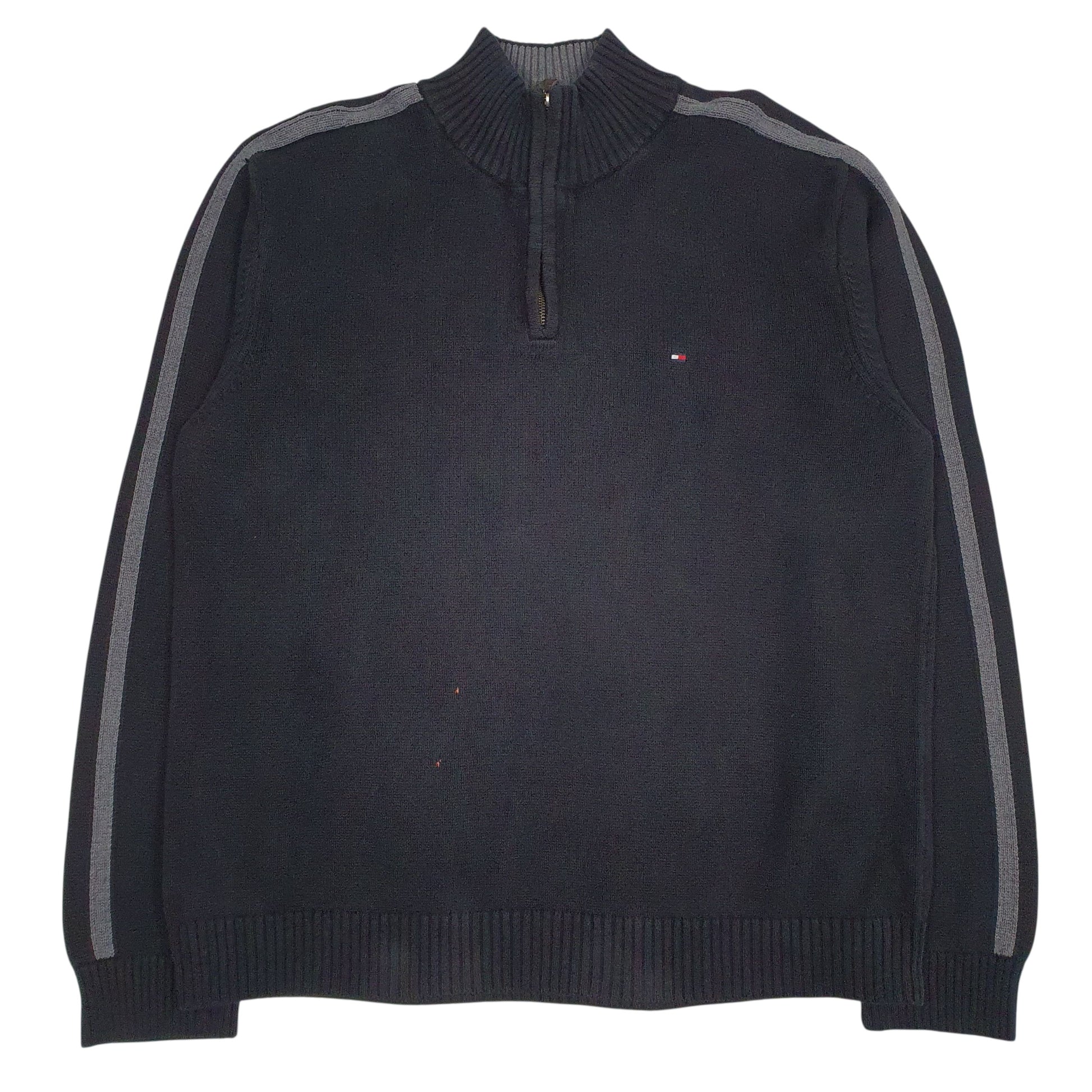 Mens Grey Tommy Hilfiger Knit Quarter Zip Jumper