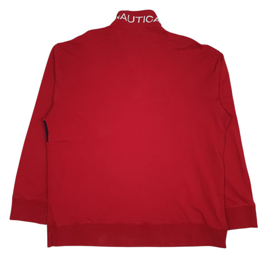 Mens Red Nautica  Quarter Zip Jumper