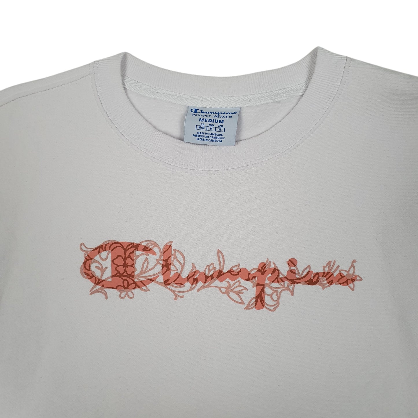 Womens White Champion Reverse Weave Crop Top Crewneck Jumper