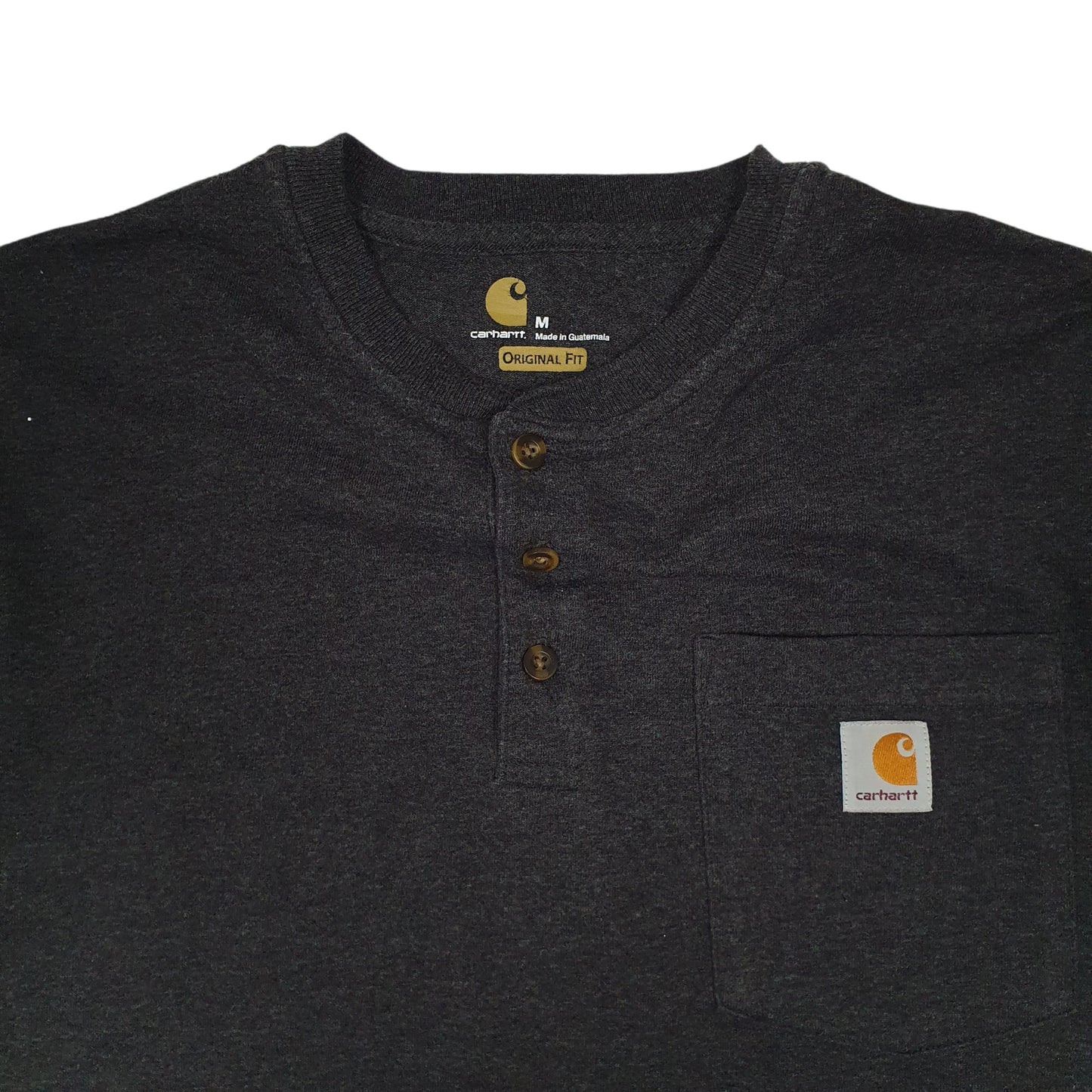 Mens Grey Carhartt Henley  T Shirt