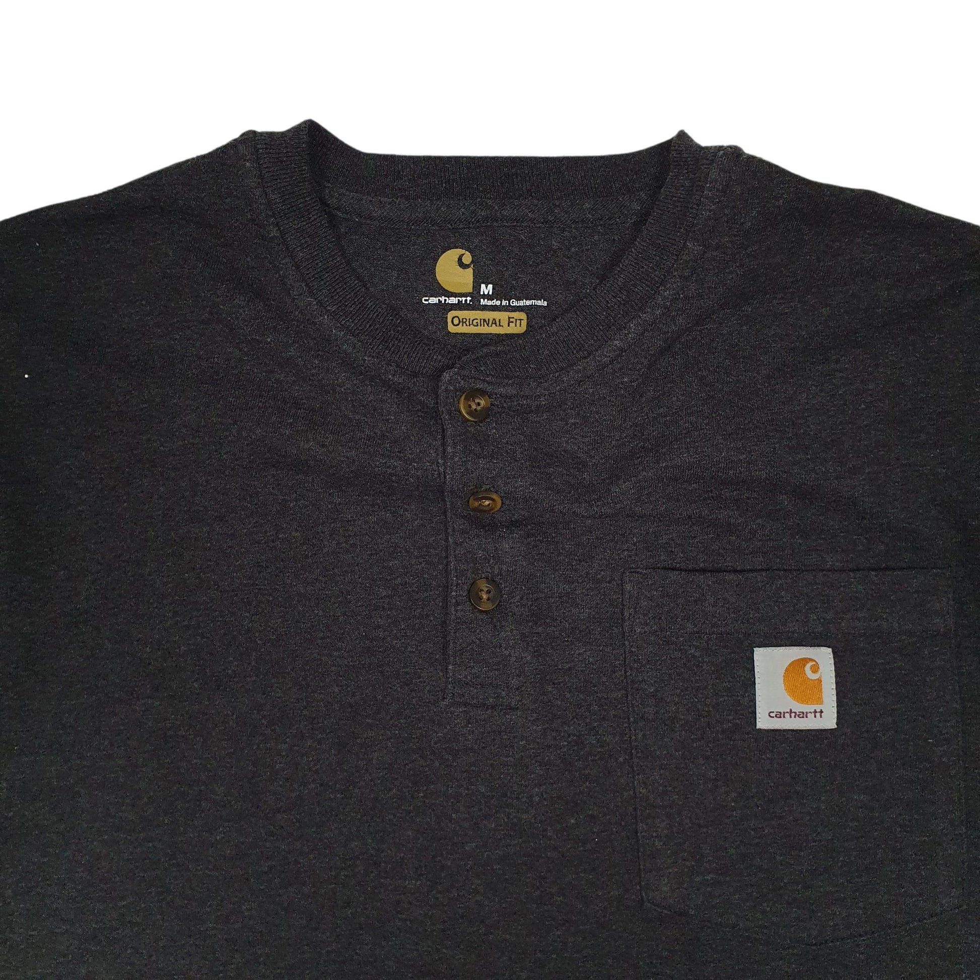 Mens Grey Carhartt Henley  T Shirt