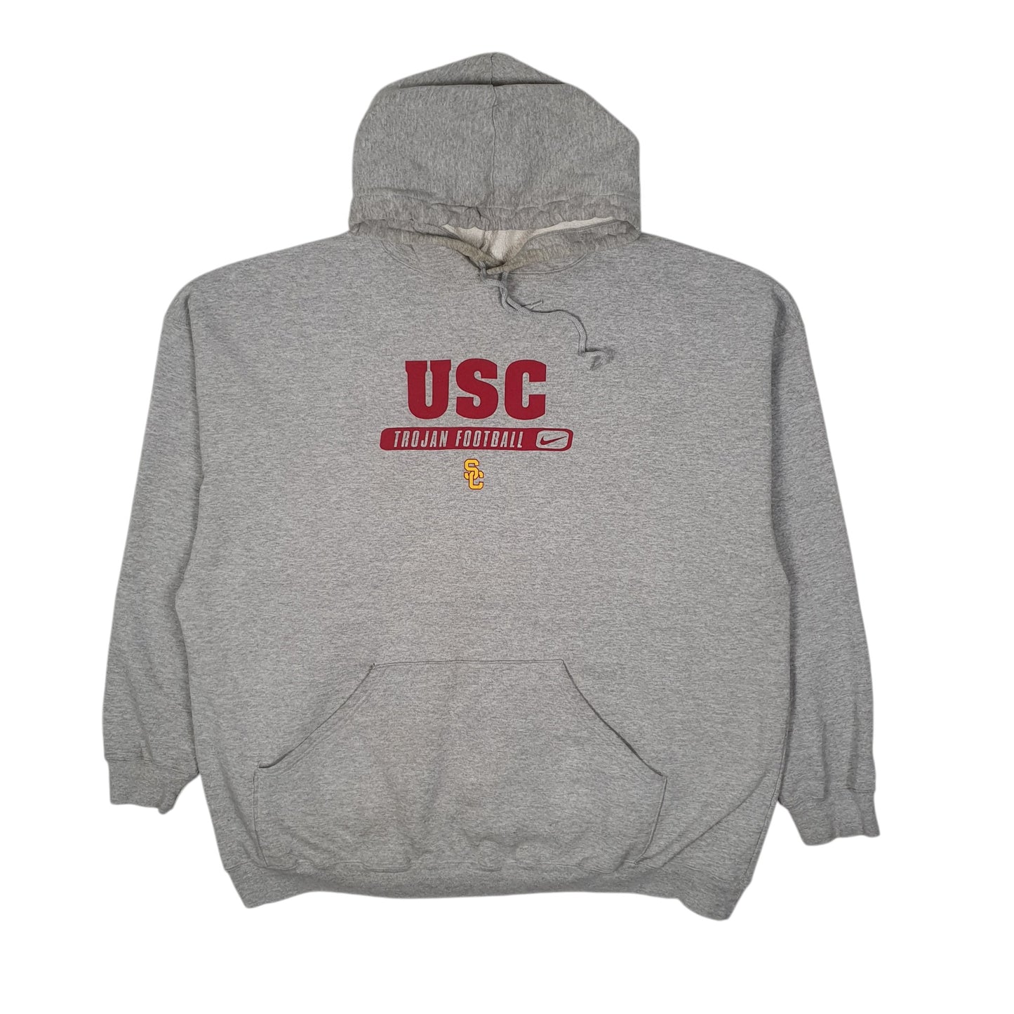 Mens Grey Nike Vintage 90s 00s USC Trojans Football Hoodie Jumper