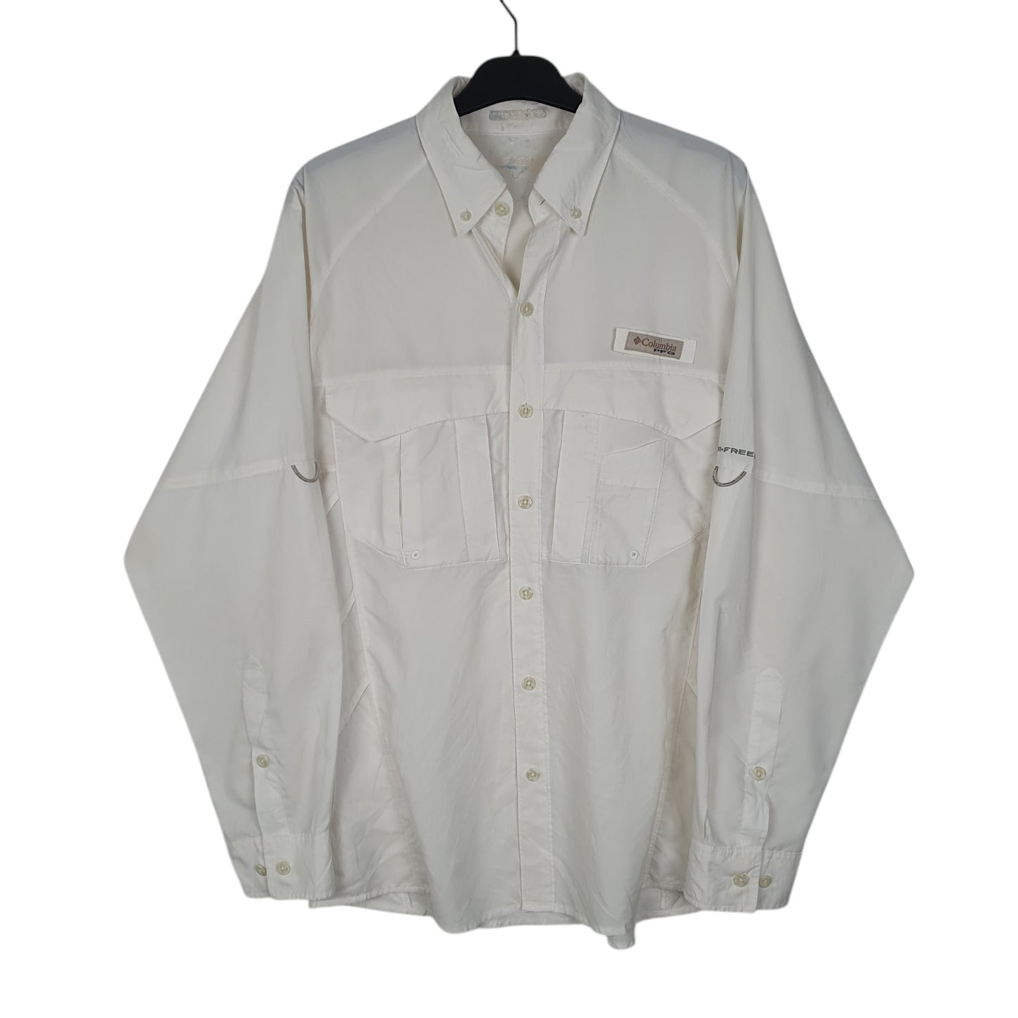 Mens White Columbia Sportswear Company Performance Fishing Gear Long Sleeve Shirt