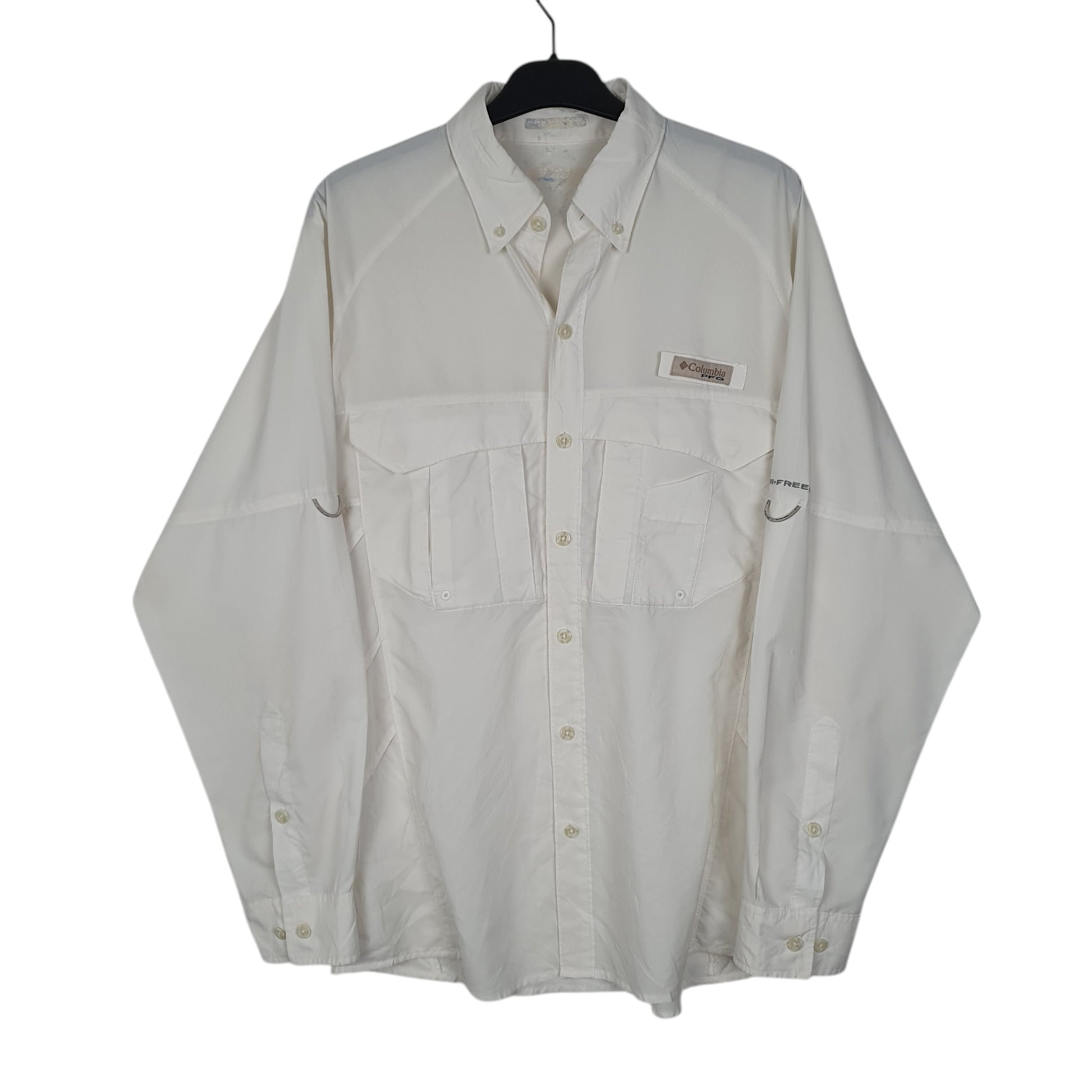 Mens White Columbia Sportswear Company Performance Fishing Gear Long Sleeve Shirt